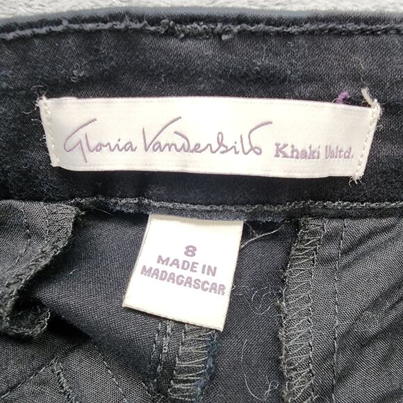 Gloria Vanderbilt Pant Womens 8 Black ANITA High Rise Straight Capri Khaki Unltd - Picture 3 of 12